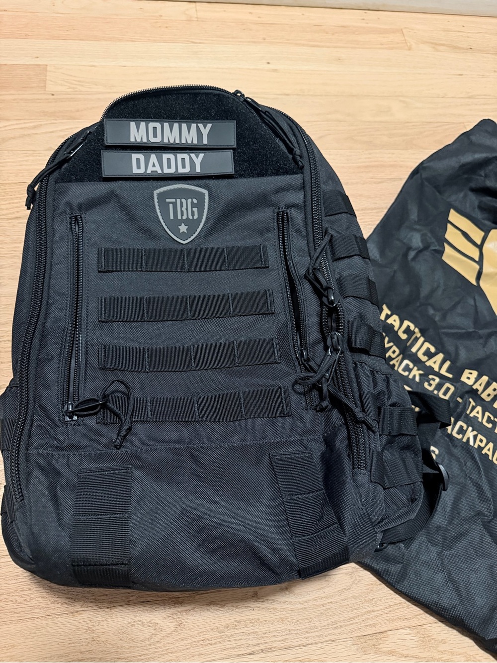 Tactical Baby Gear Daypack 3.0 Black Diaper Bag Backpack + Changing Mat